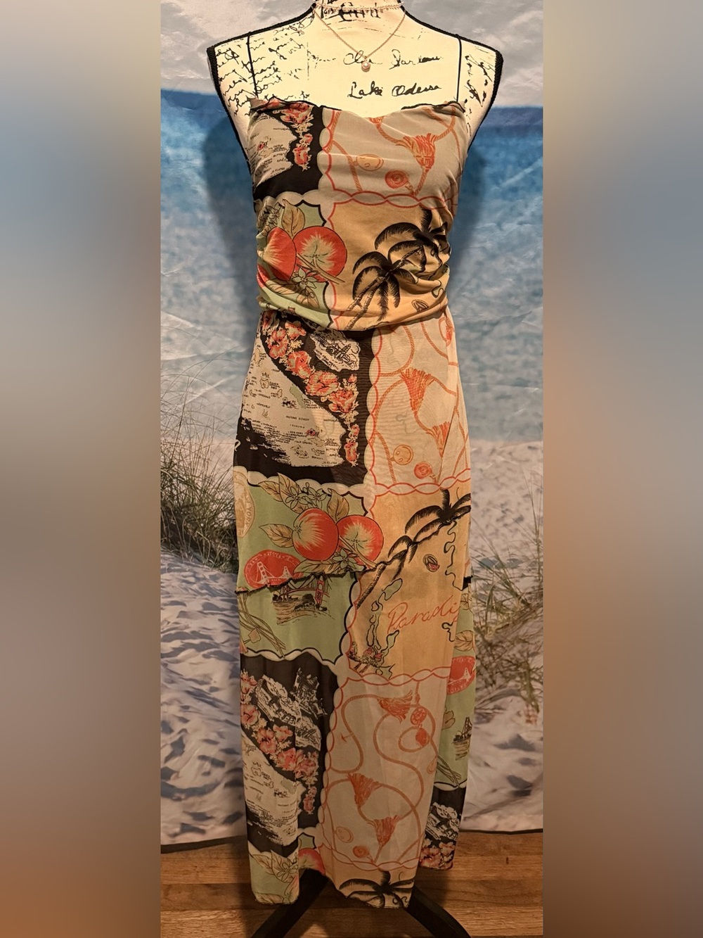 Urban Outfitters Tropical Sarong Midi Fruit Dress